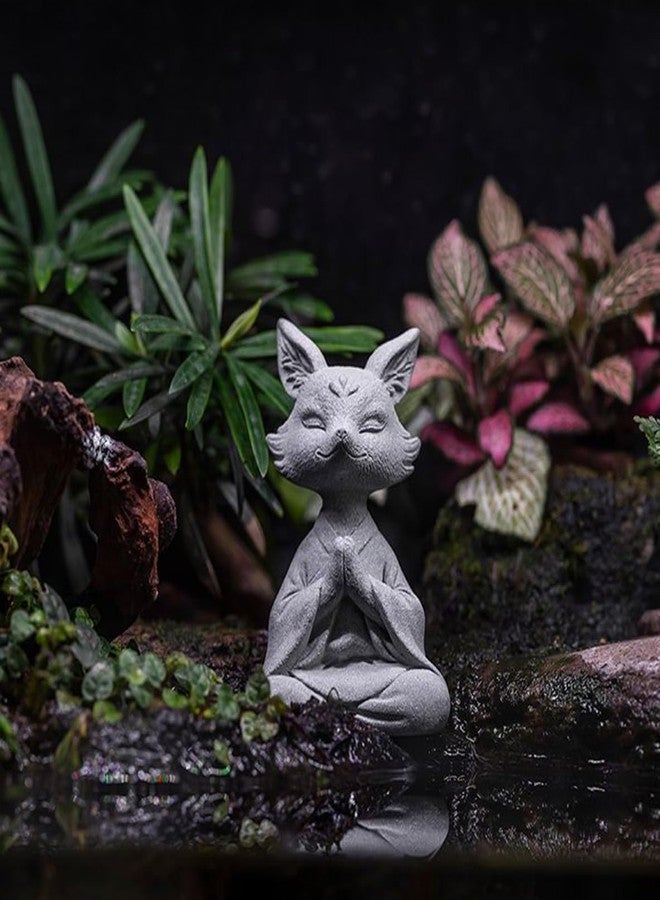 livelyfish Meditating Buddha Fox Statue Aquarium Zen Statue Yoga Animal Figurines Sandstone Sculpture for Fish Tank Garden Tabletop Decor, S1 - Image 5